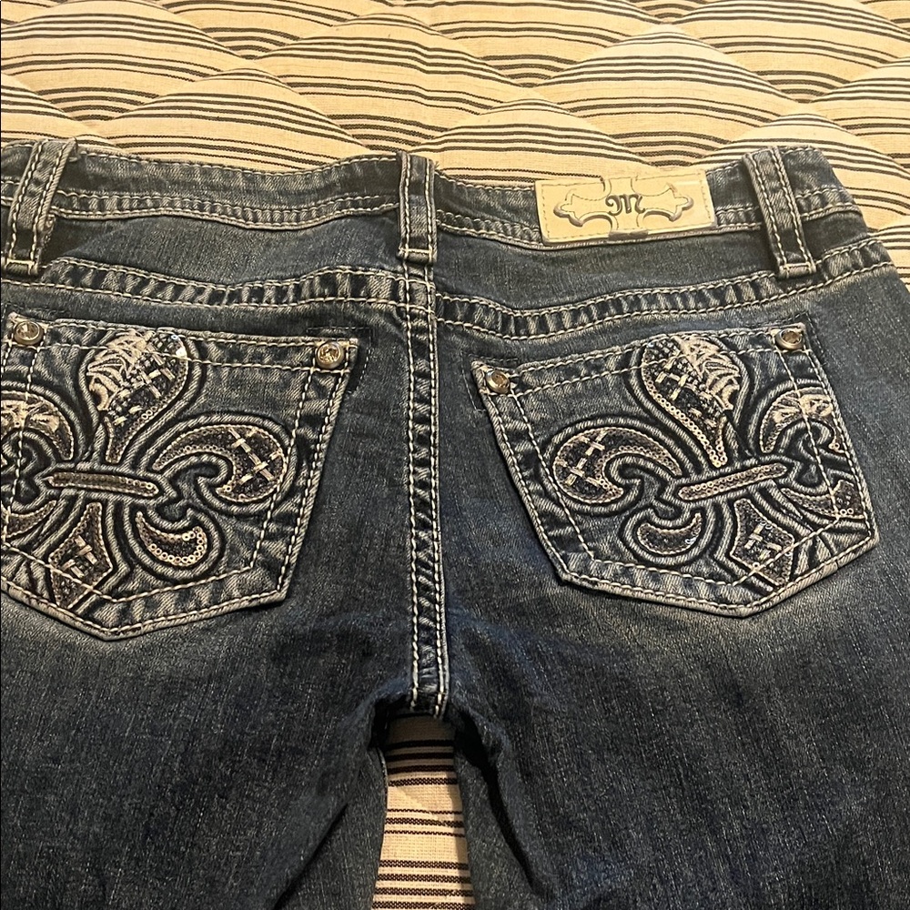 Miss Me Dark Blue Jeans with Embroidered Pockets